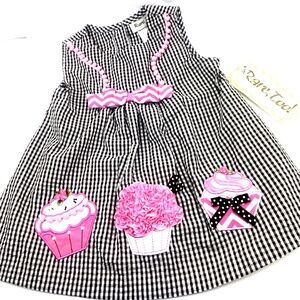 Baby Dress Girls Size 4T Cupcakes Toddler Children Kids Buttons Embroidered Kids